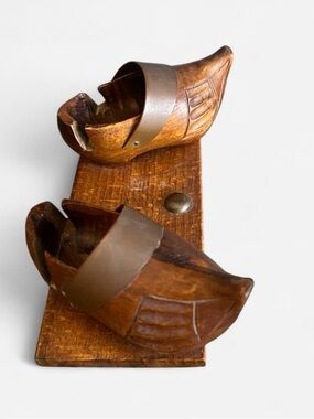 Vtg French sabot wooden clog souvenir Decazeville, France traditional folk art